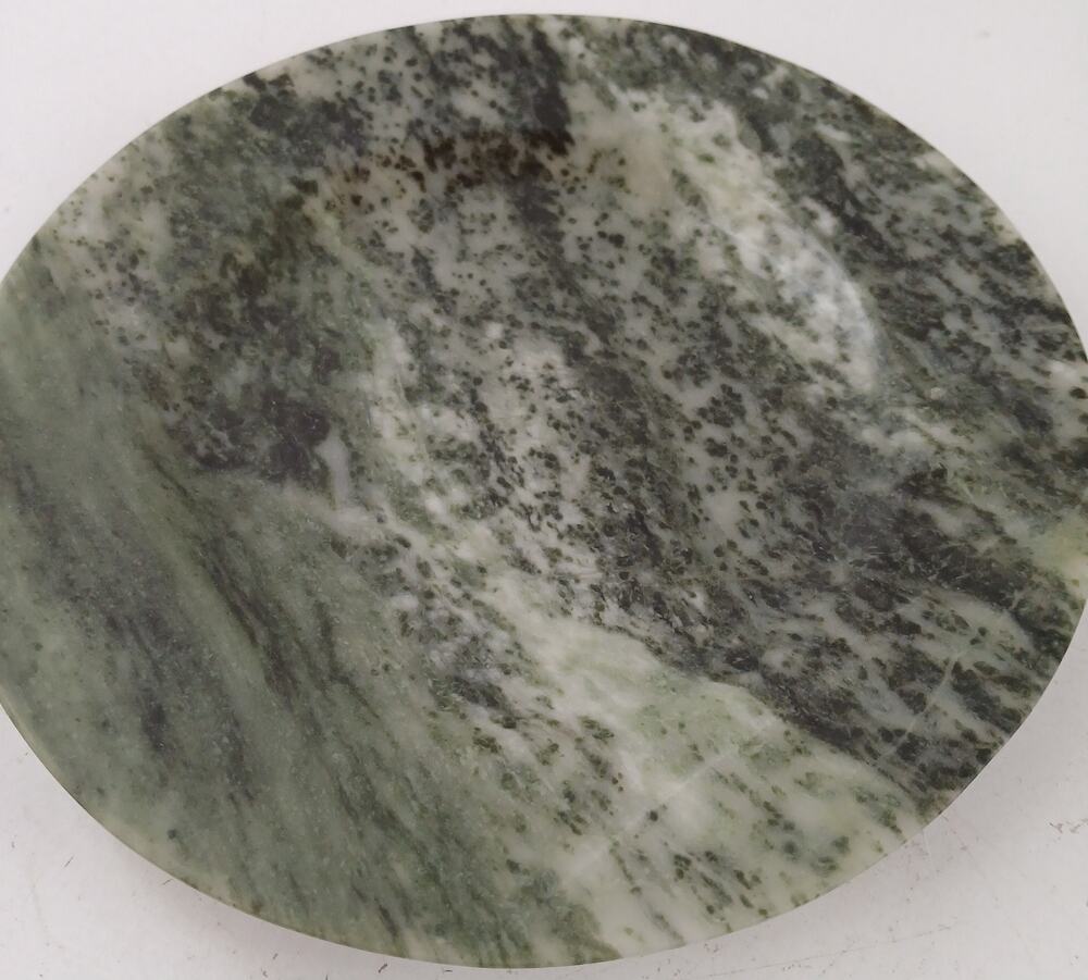 VTG Green Jade Decorative Plate 7" Handcrafted Natural Stone Elegant Home Decor